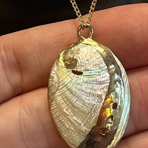 Gold Abalone Shell Pendant Necklace